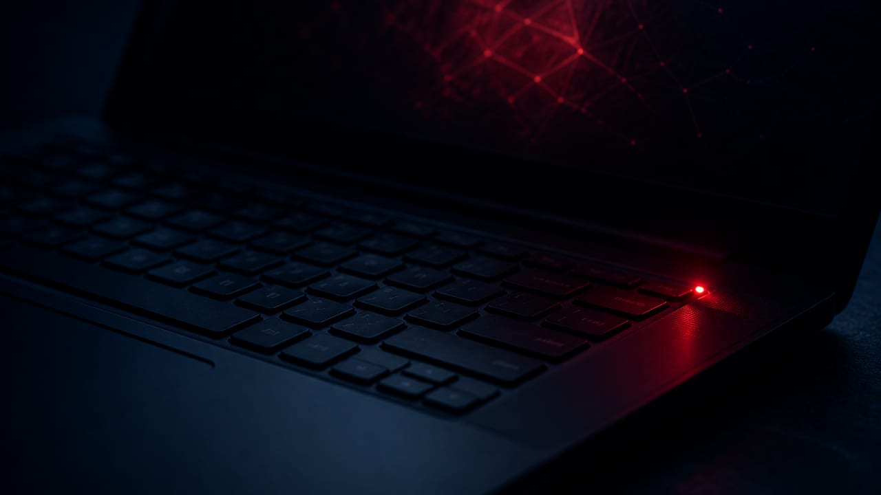 A laptop keyboard in dark lighting, representing a compromised crypto wallet